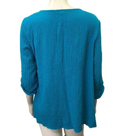 ALI MILES ROLLED SLEEVE TOP PETITE‎ MD - Picture 5 of 6